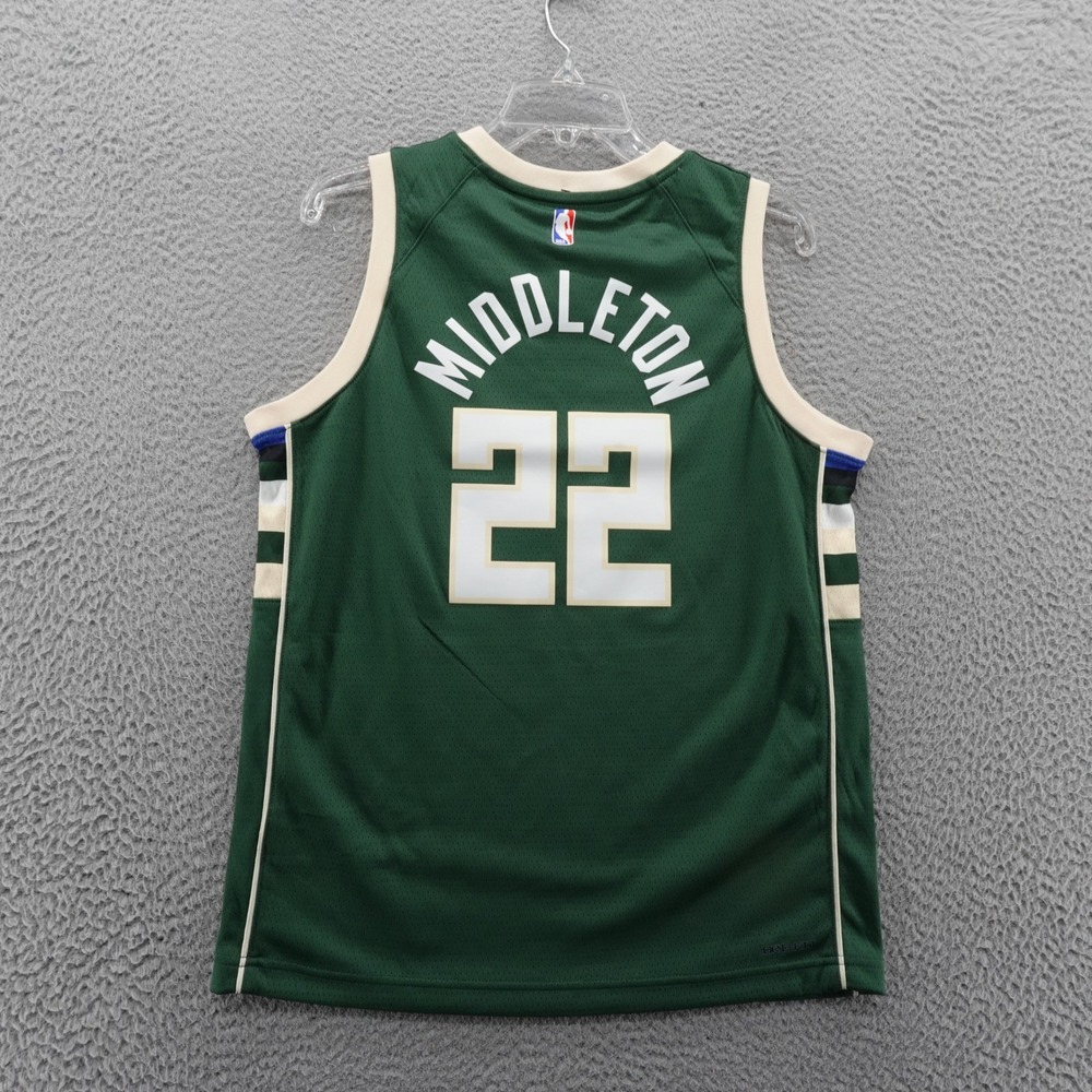 Nike Milwaukee Bucks Khris Middleton 22 Youth Large‎ 14 16 Icon Jersey Green NEW - Picture 2 of 13